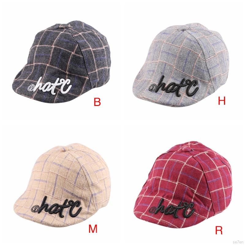 Mũ Nồi Hoạ Tiết Sọc Ca Rô Phong Cách Retro Cho Bé 2-5 Tuổi