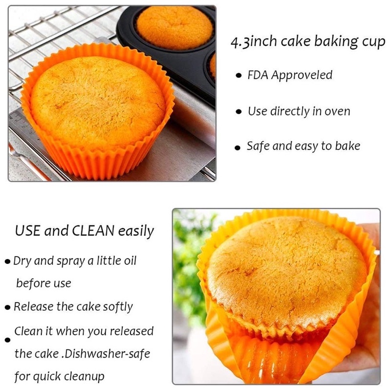 Khuôn làm bánh Muffin silicon chịu nhiệt dùng nướng bánh bông lan kem, socola cho nồi chiên không dầu lò nướng an toàn