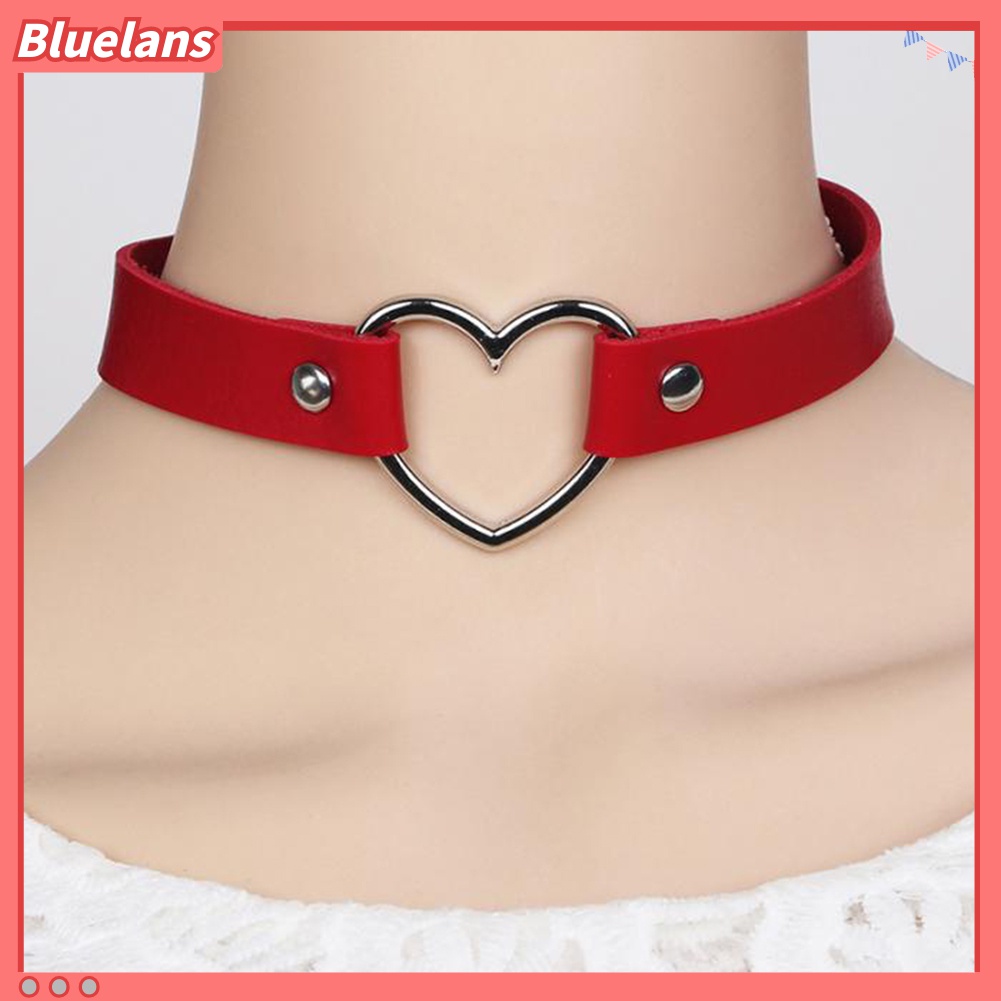 Vòng Cổ Giả Da Mặt Trái Tim Phong Cách Punk Thời Trang Chỉnh Được 48h Dành Cho Bạn Nữ