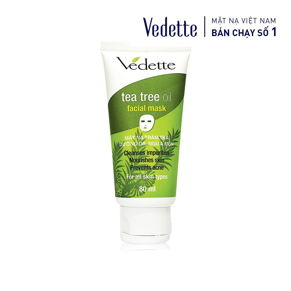 Mặt Nạ Đất Sét Tràm Trà - Tea Tree Oil 80ml VEDETTE - Ngừa mụn và Thanh Lọc Da