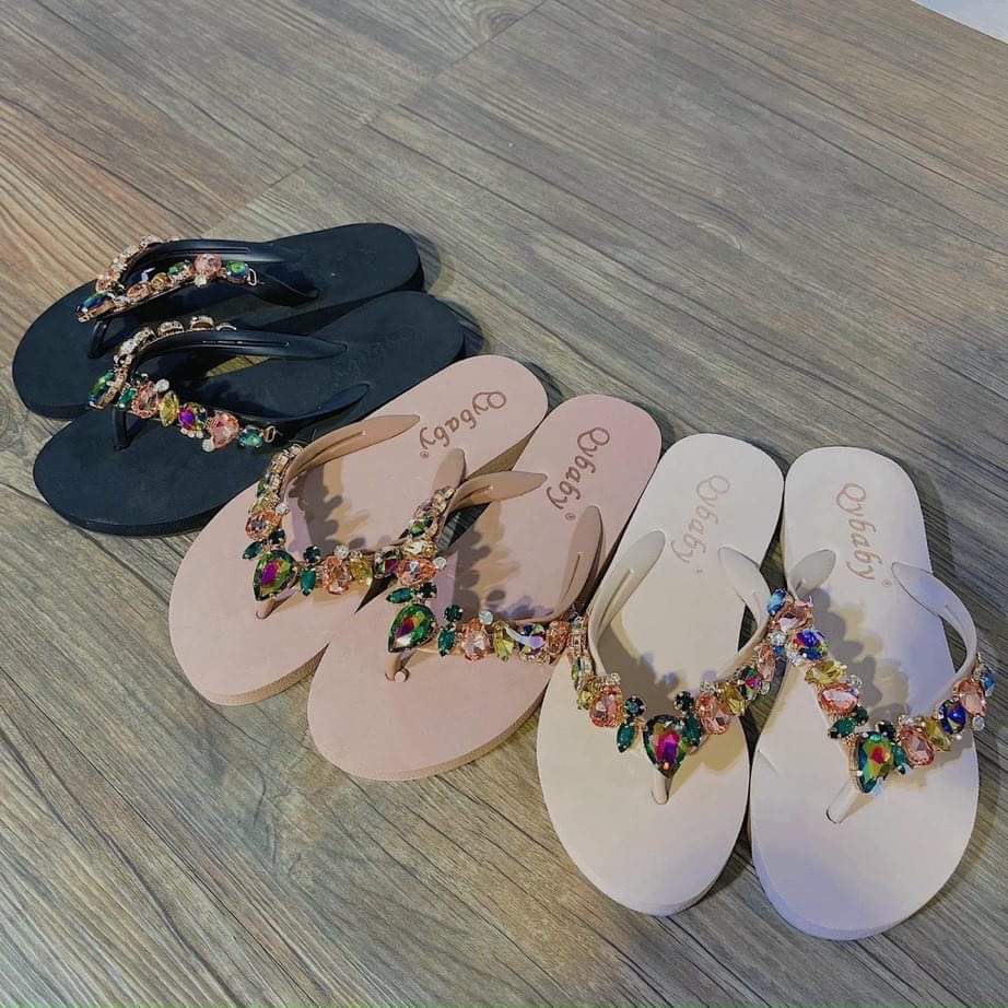 Dép kẹp quảng châu nhựa mềm quai hột đá cao cấp siêu xinh-CHOU SHOP