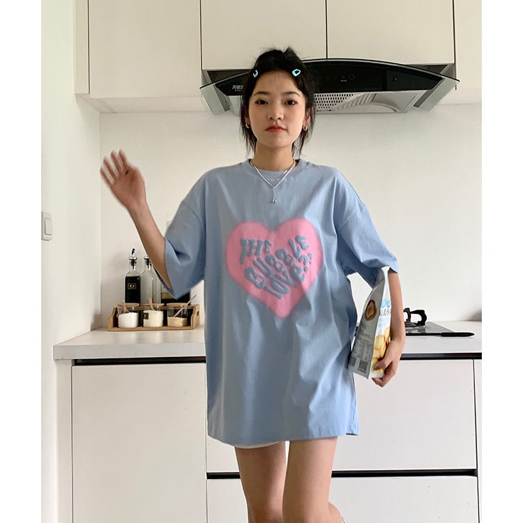 Áo Thun Tay Lỡ Dáng Rộng In Họa Tiết Mới