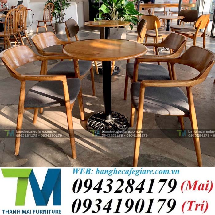bàn ghế cafe gỗ đẹp giá xưởng bộ bàn ghế gỗ chân gan đúc