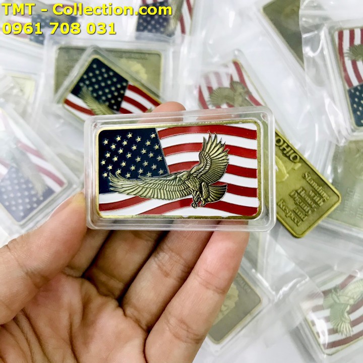 Medal Hình Đại Bàng và Cờ Mỹ, chất liệu Niken, Trưng bày trên bàn sách, bàn làm việc, cửa sổ - SP005208