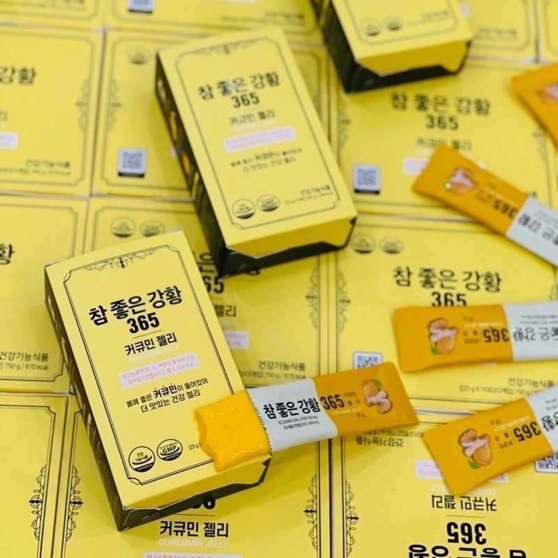 [Mã 77FMCGSALE1 giảm 10% đơn 250K] Thạch Nghệ Collagen Nano Curcumin Jelly 365 Vị Xoài Hàn Quốc (30 Gói/Hộp)
