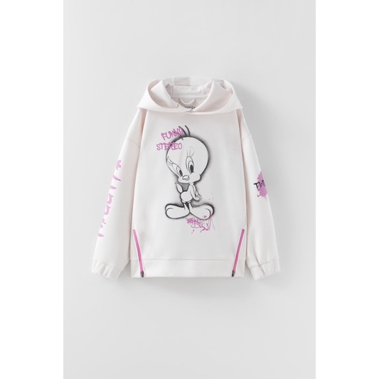 A454 - Áo nỉ hoodie looney bé gái