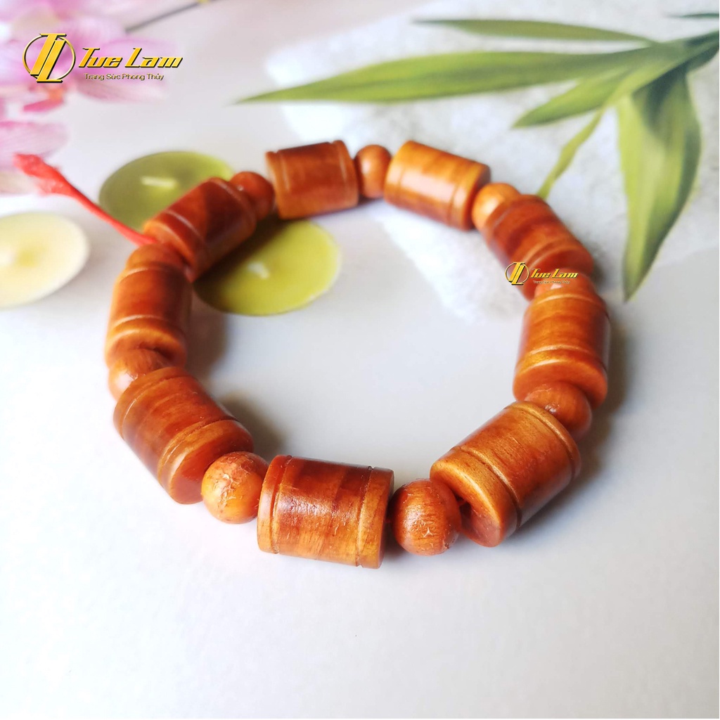 Vòng tay lu thống gỗ nu huyết long bản khúc size 12 li tài lộc may mắn - Tuệ Lâm