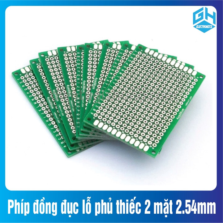 Phíp đồng đục lỗ  phủ thiếc 2 mặt 2.54mm - Size nhỏ 40x60mm màu xanh