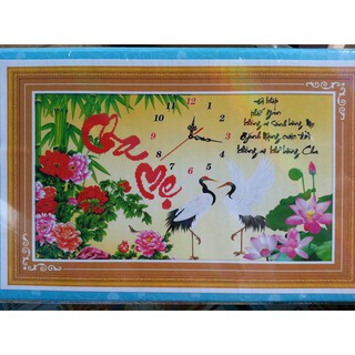 Tranh đính đá đồng hồ cha mẹ DF069