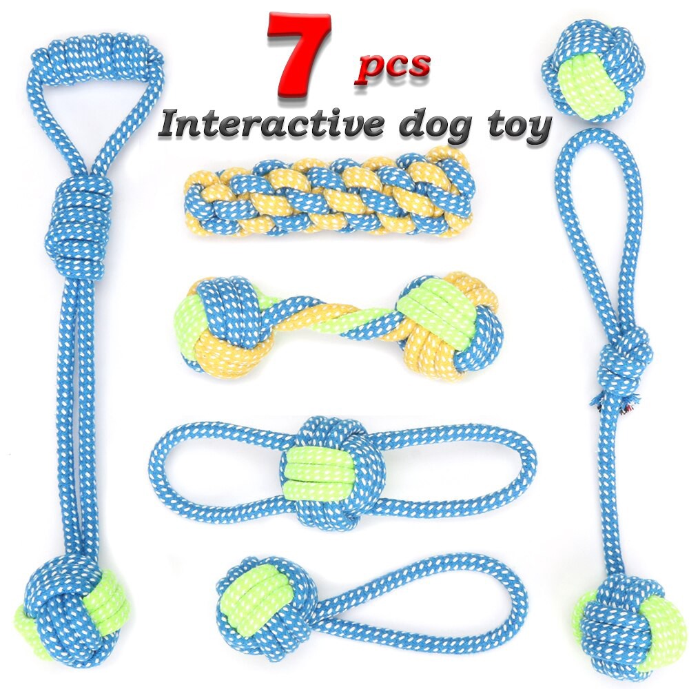 7 cái Đồ chơi cho chó gặm Đồ chơi dây bông bóng dễ thương cho chó Tương tác ngoài trời Răng sạch cho chó bóng dây Đồ chơi cho chó lớn nhỏ Đồ dùng cho thú cưng