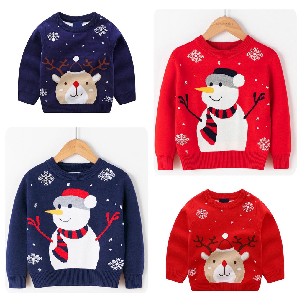 (Hàng hot 2022-QCCC) Áo len Noel cho bé trai bé gái 1-7 tuổi chất dày dặn ấm áp cực xinh