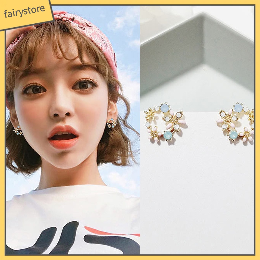 Khuyên Tai Nữ Kiểu Trang Trí Họa Tiết Phong Cách Hàn Quốc