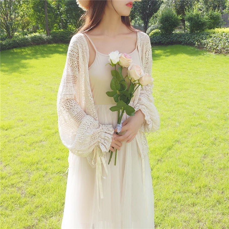 Áo khoác cardigan ren lưới mỏng dịu dàng nữ tính | BigBuy360 - bigbuy360.vn