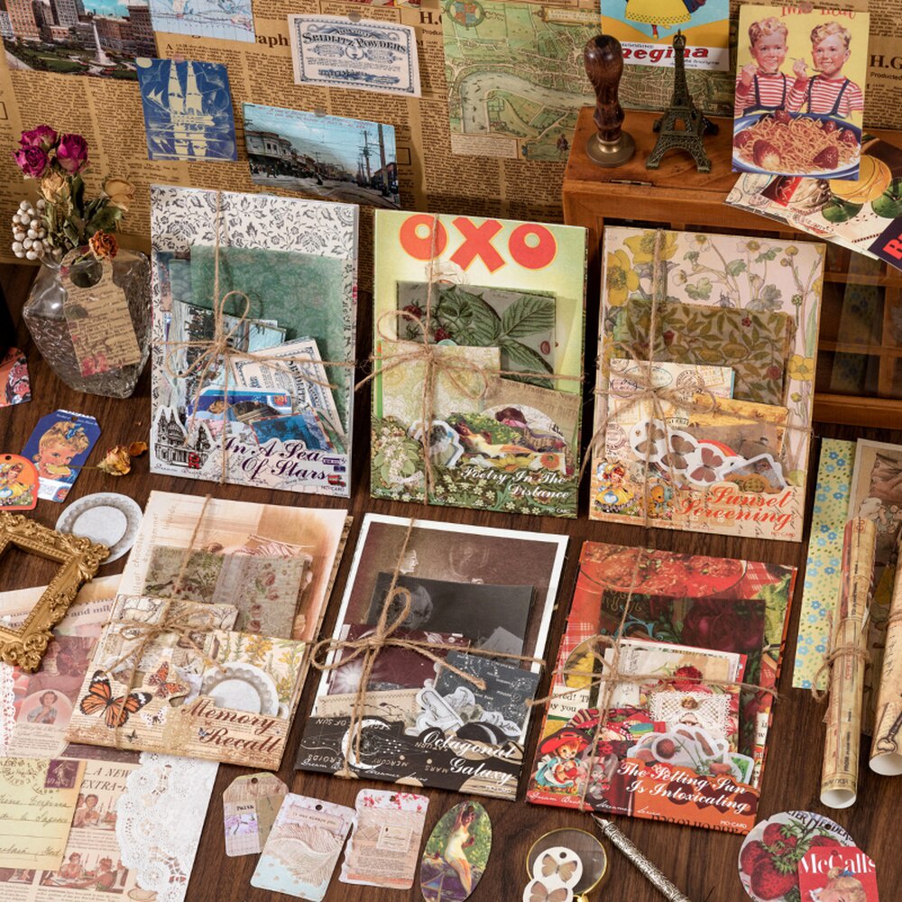 Set 30 Miếng Dán Trang Trí Sổ Tay Phong Cách Vintage