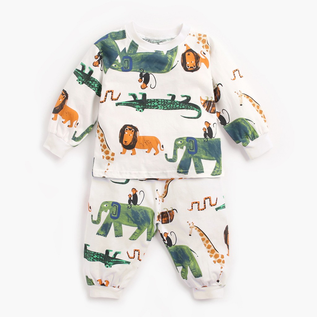 Bộ Áo Thun + Quần Dài Sanlutoz 2 Mảnh Họa Tiết Hoạt Hình Thời Trang Cho Bé