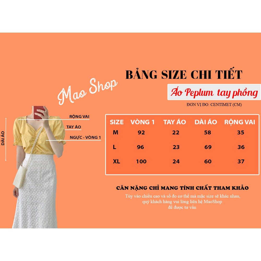 Áo Peplum tay phồng ulzzang ngắn tay phong cách Hàn Quốc C43 - Maoshop