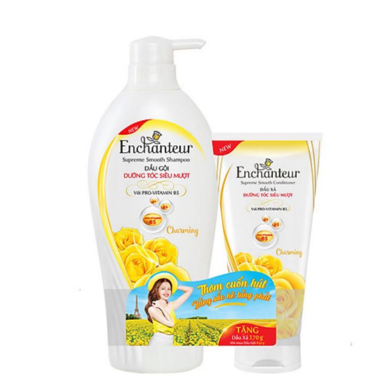 Combo Enchanteur Charming: Dầu Gội dưỡng tóc siêu mượt 650g + Dầu Xả 170g