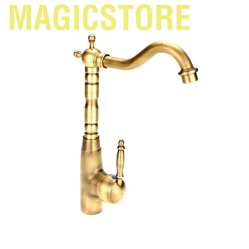 Magicstore Antique Retro Style Solid Brass Kitchen Bathroom Basin Sink Faucet Hot &amp; Cold Pipes Mixer Tap