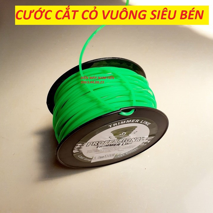 Cước cắt cỏ 100m (nhiều size), cước phát cỏ, dây quấn trong đầu lưỡi phát cỏ [ cước vuông xanh ]