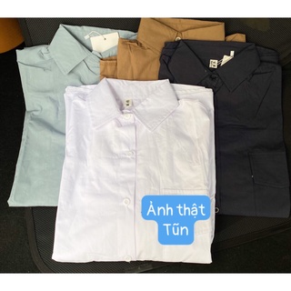 Áo sơ mi trơn dáng oversize chuẩn vintage