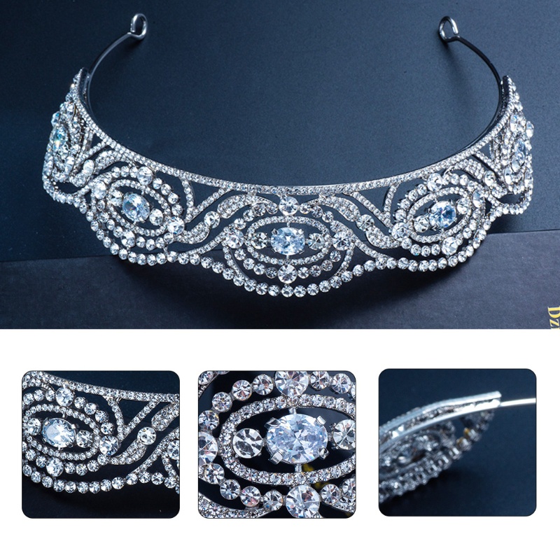 Băng Đô Cài Tóc Hình Vương Miện Bằng Kim Loại Đính Đá Pha Lê CZ Đẹp Mắt
