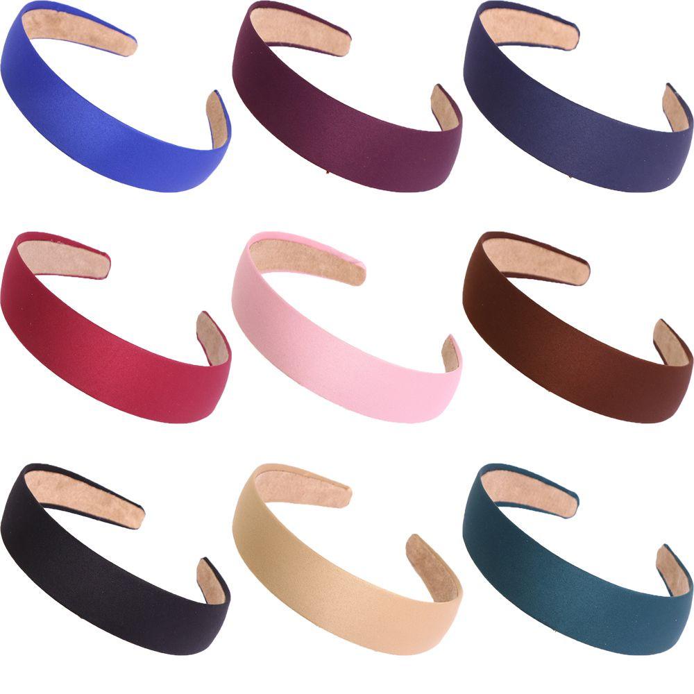 Băng Đô Bản Rộng Bằng Satin Màu Trơn Thời Trang Cho Nữ