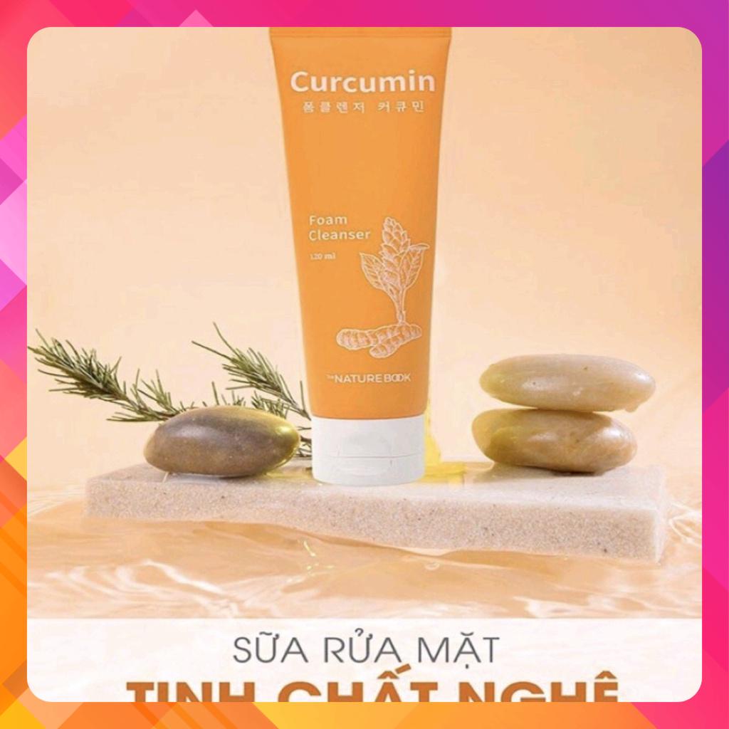 The Nature Book sữa rửa mặt Tinh chất nghệ Foam Cleanser Curcumin 120ml, Làm sạch sâu, loại bỏ bã nhờn, bụi bẩn