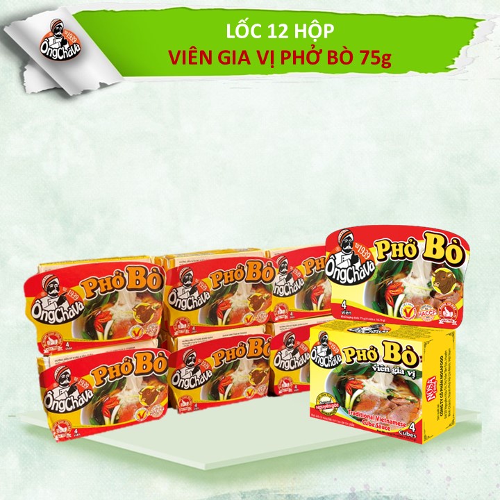 Lốc 12 Hộp Viên Gia Vị Phở Bò Ông Chà Và Gold 75g (Beef Pho Broth Cubes)