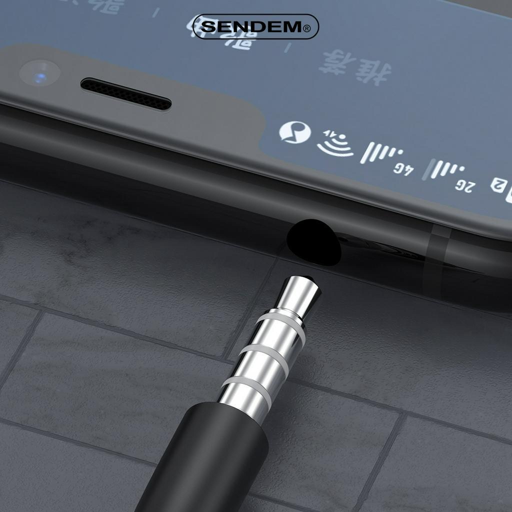 Tai Nghe Sendem V13 Chân 3.5mm Phù Hợp Cho Điện Thoại Android Jack Tròn , Tai Nghe Có Dây Cao Cấp Bass Mạnh V13
