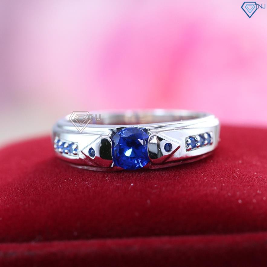 Nhẫn bạc nam đính đá xanh dương đẹp giá rẻ, nhẫn nam bạc 925 NNA0087 - Trang Sức TNJ