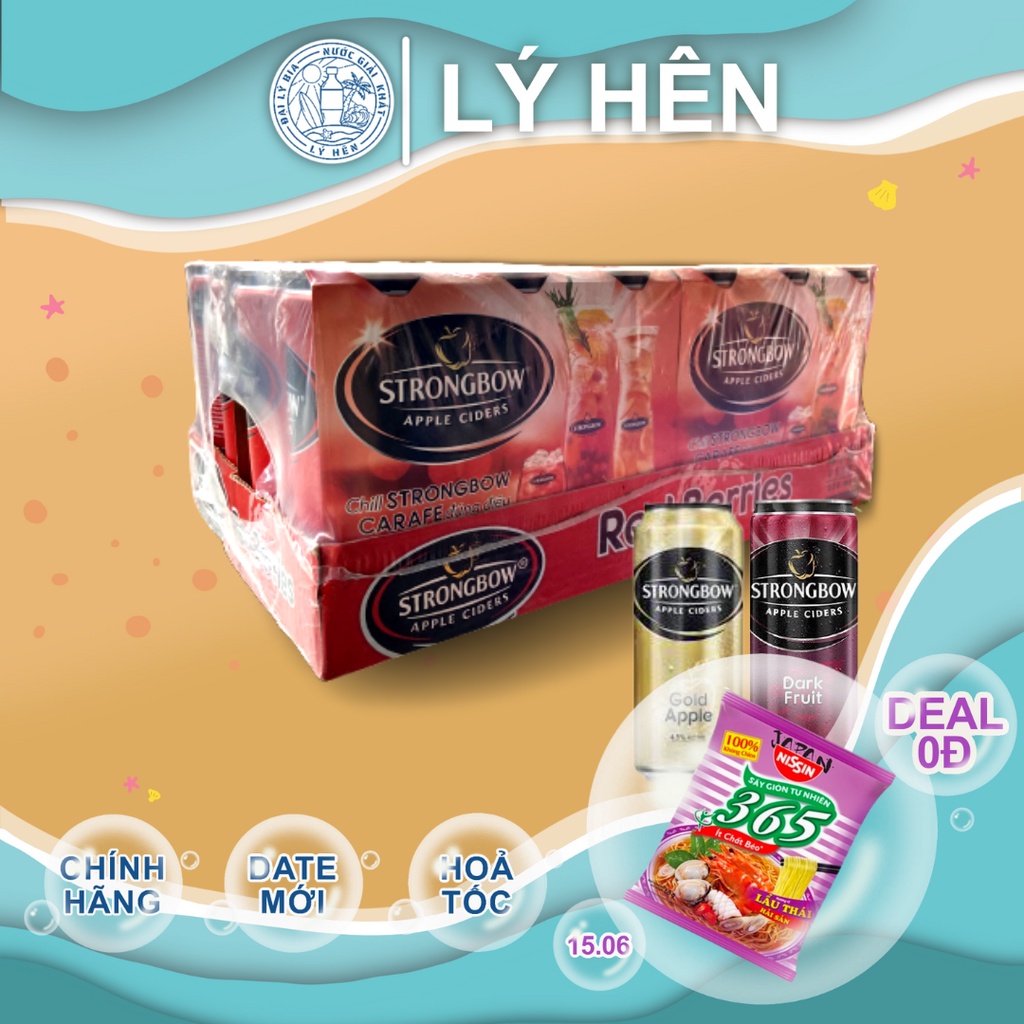 Thùng 24 Lon Nước Táo Lên Men Strongbow Nhiều Vị 330ml/Lon Date Luôn Mới