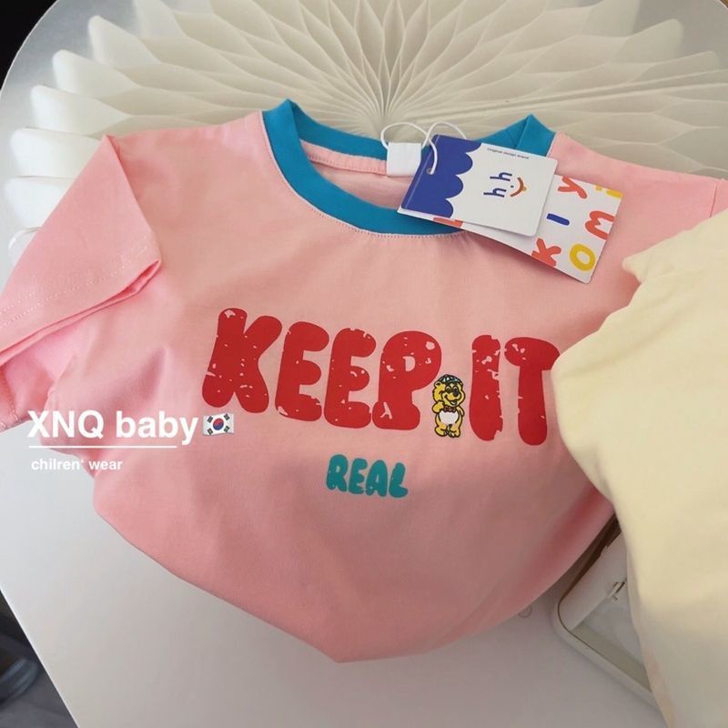 Áo Thun Tay Ngắn 100% Cotton Nguyên Chất In Họa Tiết Dễ Thương Phong Cách Nhật Hàn Cho Bé Trai