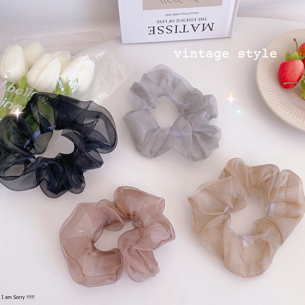 [Mã FAMARAL2 giảm 10K đơn 50K]Cột tóc scrunchies ánh nhũ nhiều màu xinh giá rẻ Tiluca S49