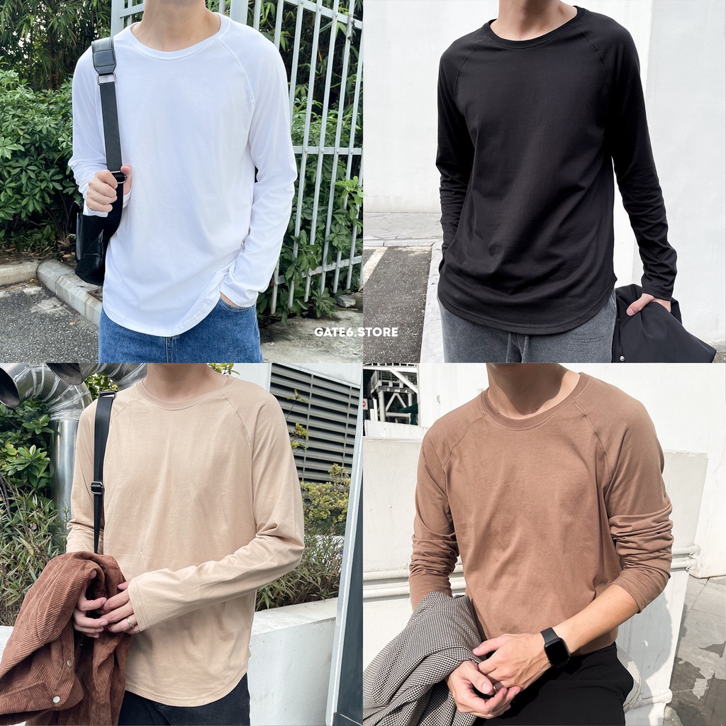 ✷Áo thun Nam dài tay GATE6, cổ tròn vai raglan phối longtee cotton cao cấp mẫu mới Thu/Đông 2021 Daily - G0017