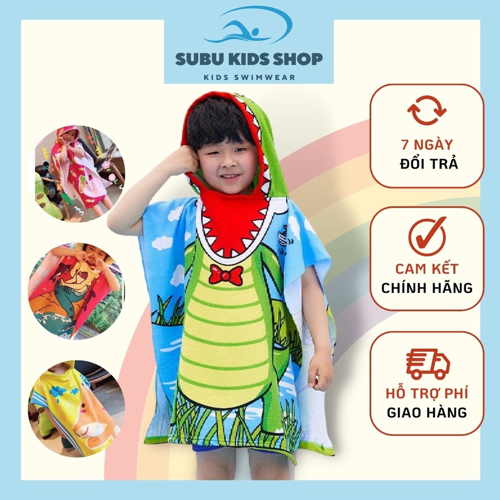 Áo choàng tắm cho bé chống lạnh, khăn tắm cho bé có mũ trùm đầu kích thước 60*120cm