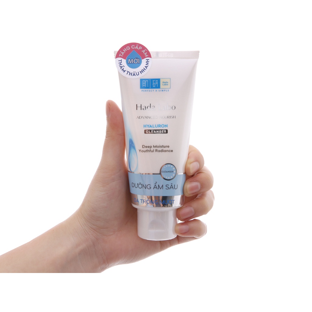 Sữa Rửa Mặt Hada Labo Màu Trắng Dưỡng Ẩm Tối Ưu - Hada Labo Advanced Nourish Hyaluron Cleanser 80g