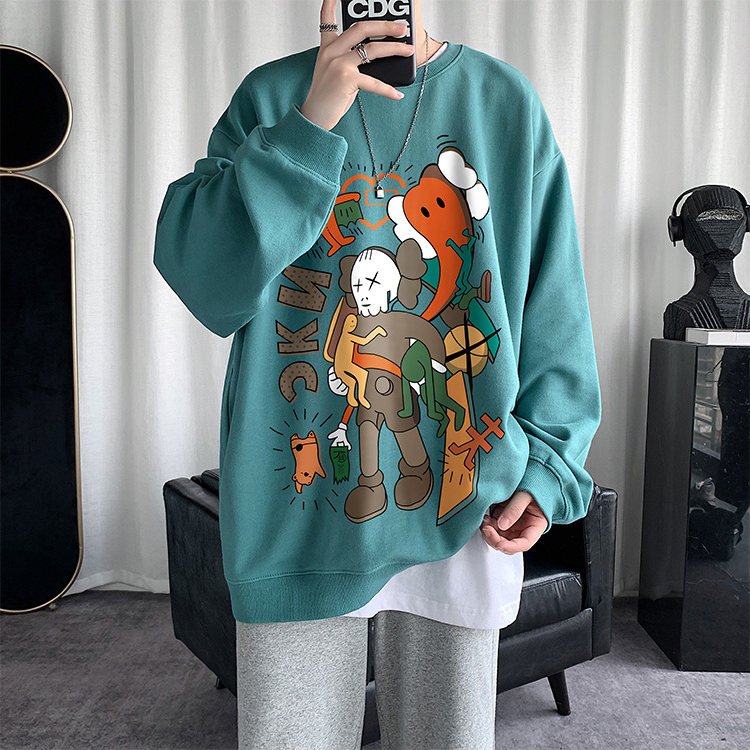 Áo ấm tay dài dáng rộng cổ tròn cá tính cho nam | BigBuy360 - bigbuy360.vn