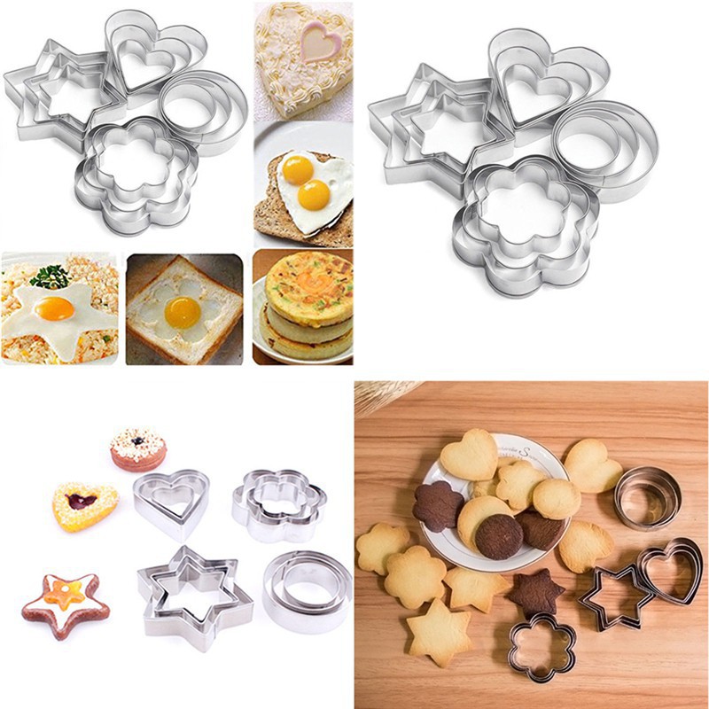 Bộ 12 Khuôn Làm Bánh Quy Bằng Thép Không Gỉ Nhiều Kiểu Dáng Khác Nhau