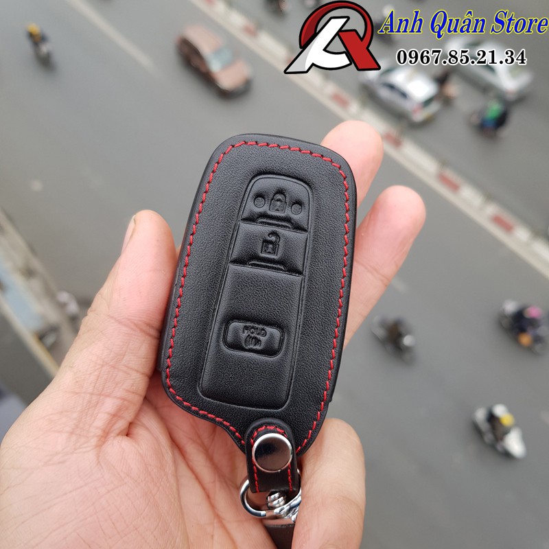 Bao da bảo vệ chìa khóa xe Toyota Cross kèm móc đeo Inox