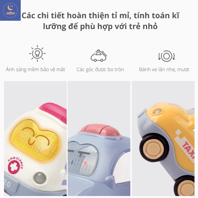 Đồ chơi cao cấp ô tô mô hình hoạt hình có đèn và nhạc vui nhộn cho bé dưới 2 tuổi