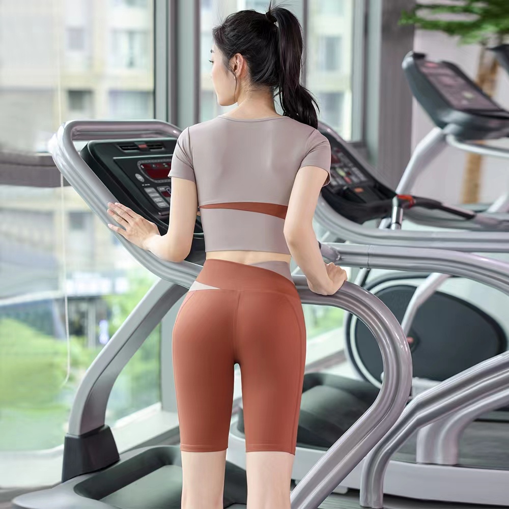 Zl Bộ Quần Áo Tập Thể Thao Yoga Có Đệm Ngực Chống Sốc Eo Cao Ôm Hông Không Xù Lông Mùa Hè Cho Nữ