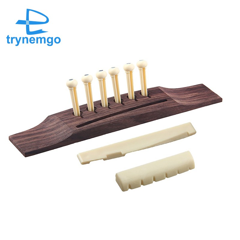 Bộ 6 phụ kiện xương đàn guitar bằng gỗ nâu đỏ cao cấp