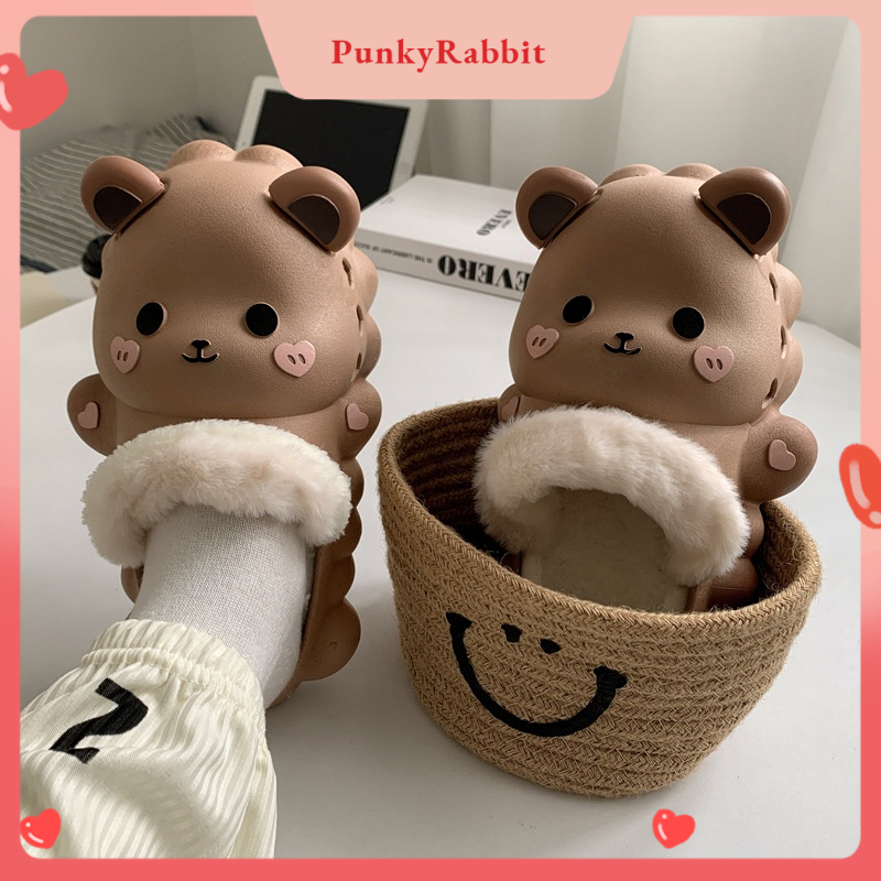 PunkyRabbit Dép Bông Hình Thỏ Đi Trong Nhà Cao Su Chống Trượt cao Cấp