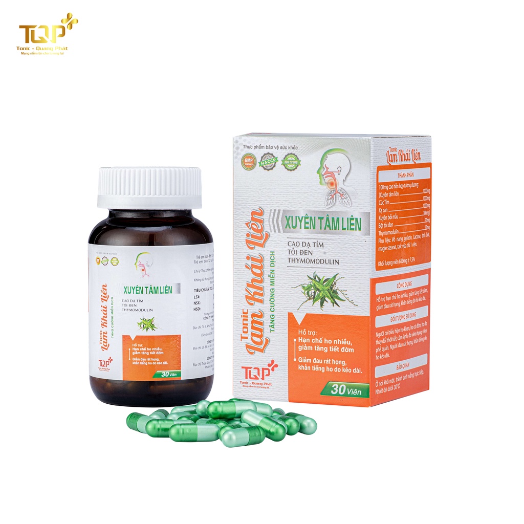TPBVSK Viên Uống  LAM KHÁI LIÊN -  Tonic Pharma  - Bổ Phổi - Hạn Chế Ho, Đau Rạt Họng,Cảm Lạnh, Viêm Họng - Hộp 30 viê