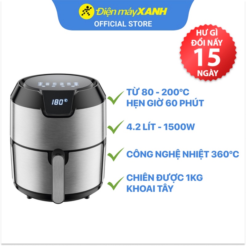 [Mã ELHADEV giảm 4% đơn 300K] Nồi chiên không dầu Tefal EY401D15 4.2 lít Công suất 1500W BH 12 tháng, Chính hãng