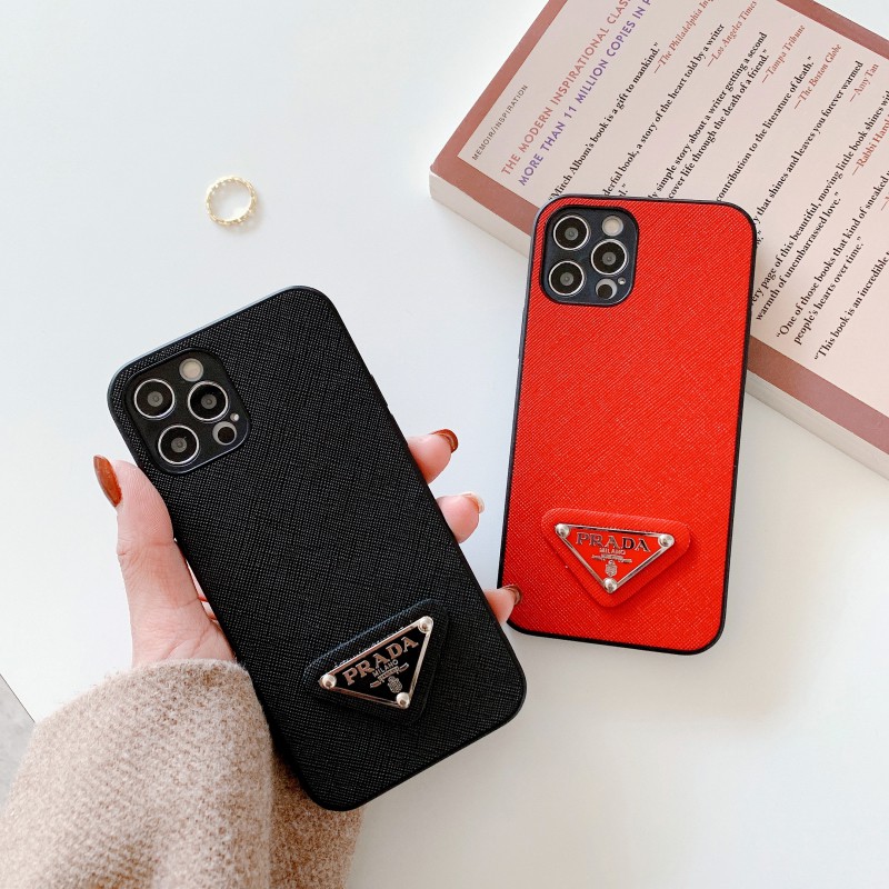 【NEW】 PRADA Ốp Lưng Da Thời Trang Cho Điện Thoại Iphone 12 Mini Promax 11 Promax 7 / 8 Plusx Xs Max Xr Strengthen protection