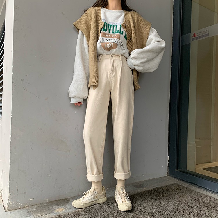 Quần Jean Lưng Cao Trơn Màu 38766