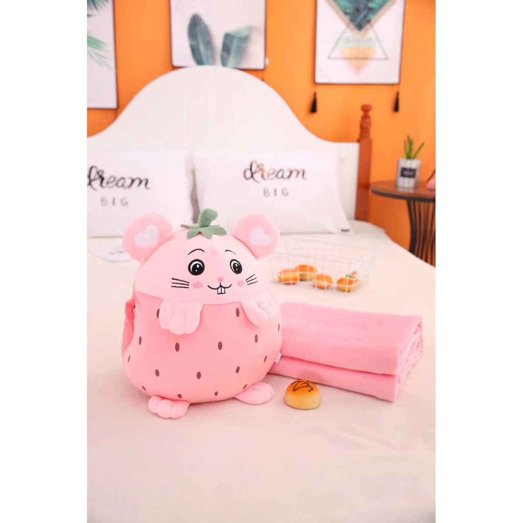 Bộ chăn gối hoa quả biểu cảm cute, chuột xinh, chuột chũi đáng yêu - shop uy tín