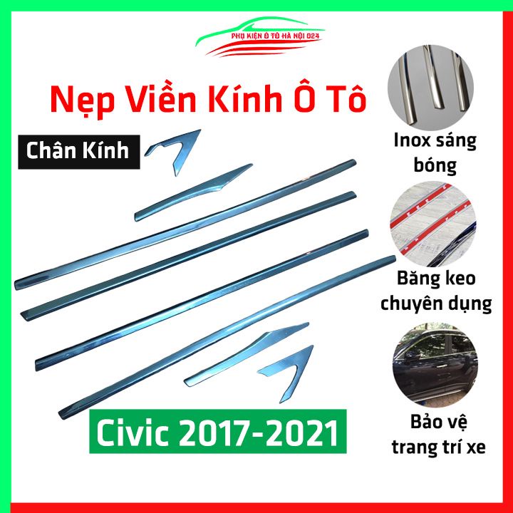 Bộ nẹp viền chân kính inox Civic 2017-2021