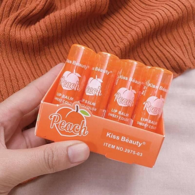 🍑  Son Dưỡng Đào Hồng Môi Kiss Beauty Peach Lip Balm Sweet Color Siêu Mềm Môi - Y149 | BigBuy360 - bigbuy360.vn